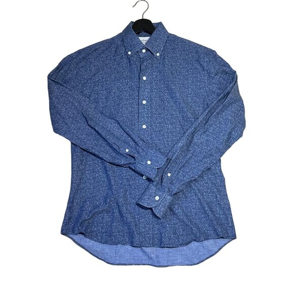 Ledbury Other - Men's Ledbury Blue Pattern Slim Fit Button-Down Shirt